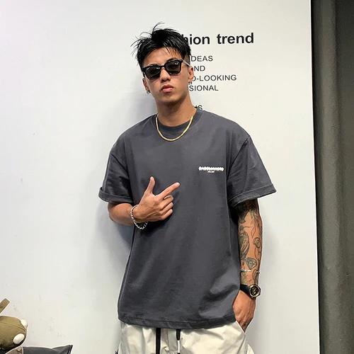 

Новая мужская летняя трендовая футболка с короткими рукавами и круглым вырезом из 100% чистого хлопка с буквенным принтом спереди и сзади XXXXXL небесно-голубой