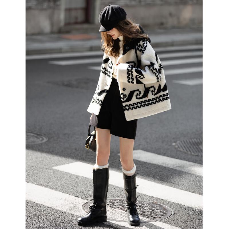 TonLion 2025 Zimowy Krótki Płaszcz z Futra Sztucznego ze Zintegrowanym Kapturem