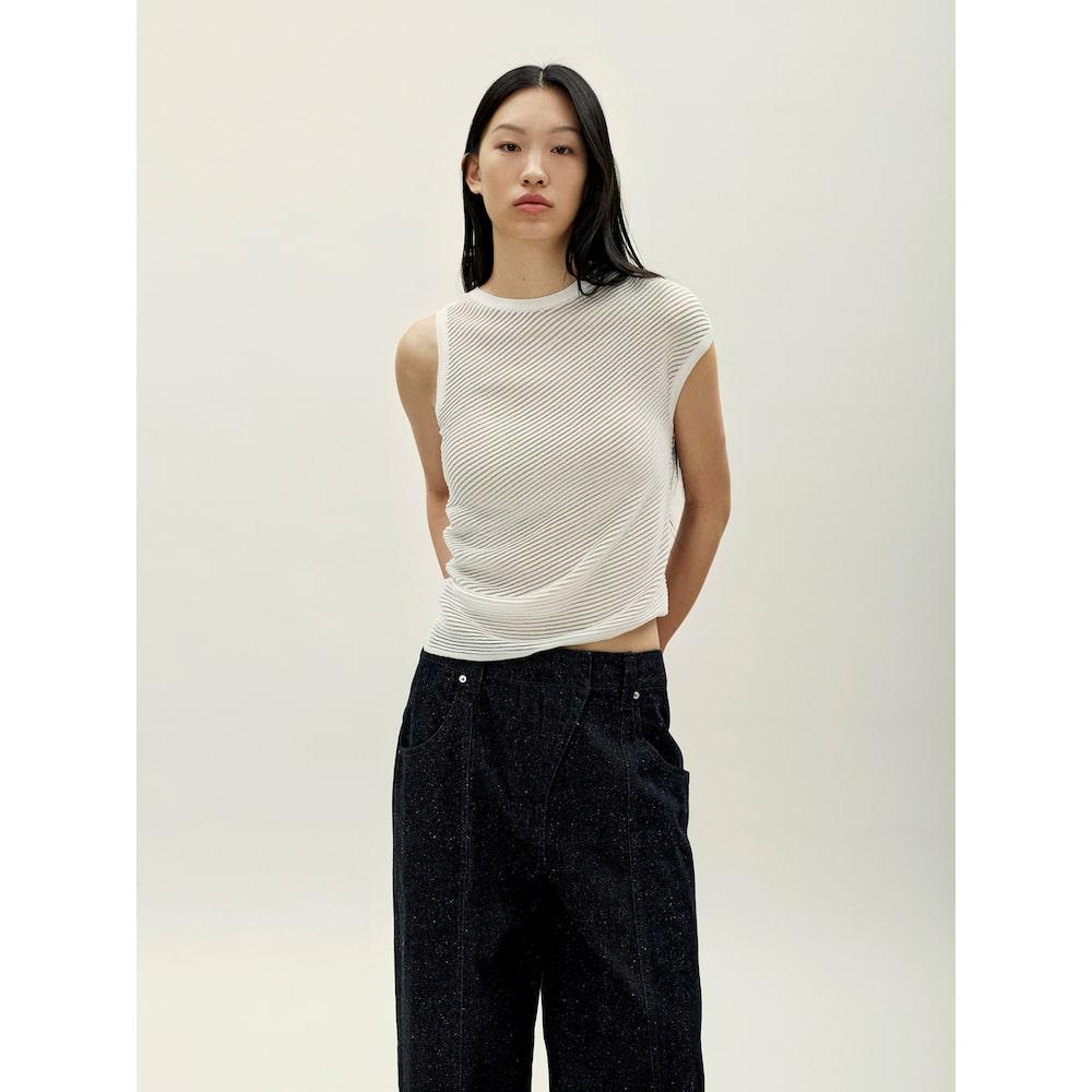 Anggae Unbalanced Twill Knit White