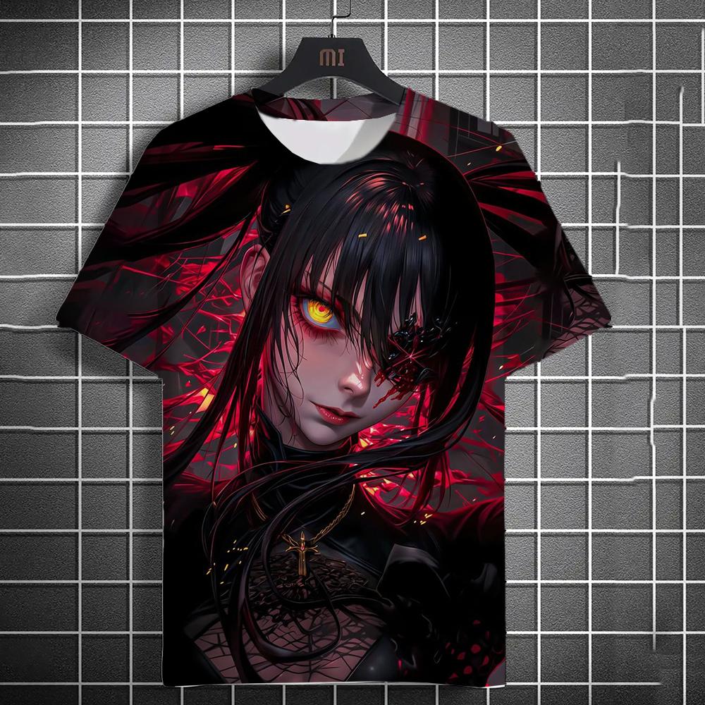 T-shirt décontracté en polyester à col rond et manches courtes pour homme et femme, imprimé anime 3D HD, mode été