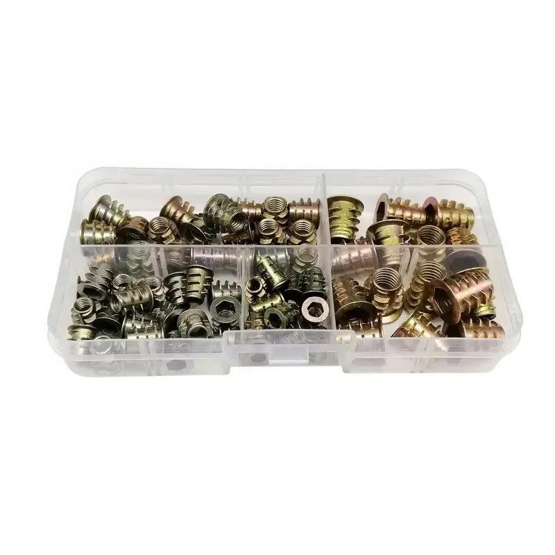 75Pcs Hexagon Socket Screw Connectors Bolt Fastener Threaded Inserts Nut Combination Tool Kit For Wooden Furniture