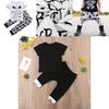 Entzückendes Halloween Baby Junge Mädchen Baumwoll-Top T-Shirt mit gestreifter langer Hose Set