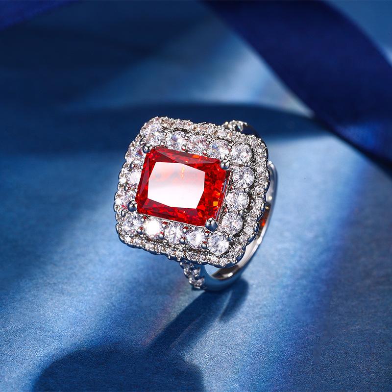 

Autumn And Winter Jewelry High Carbon Diamond Ice Flower Cut Copper Inlaid Sugar Cube Set Female Lead Stone 8 * 10