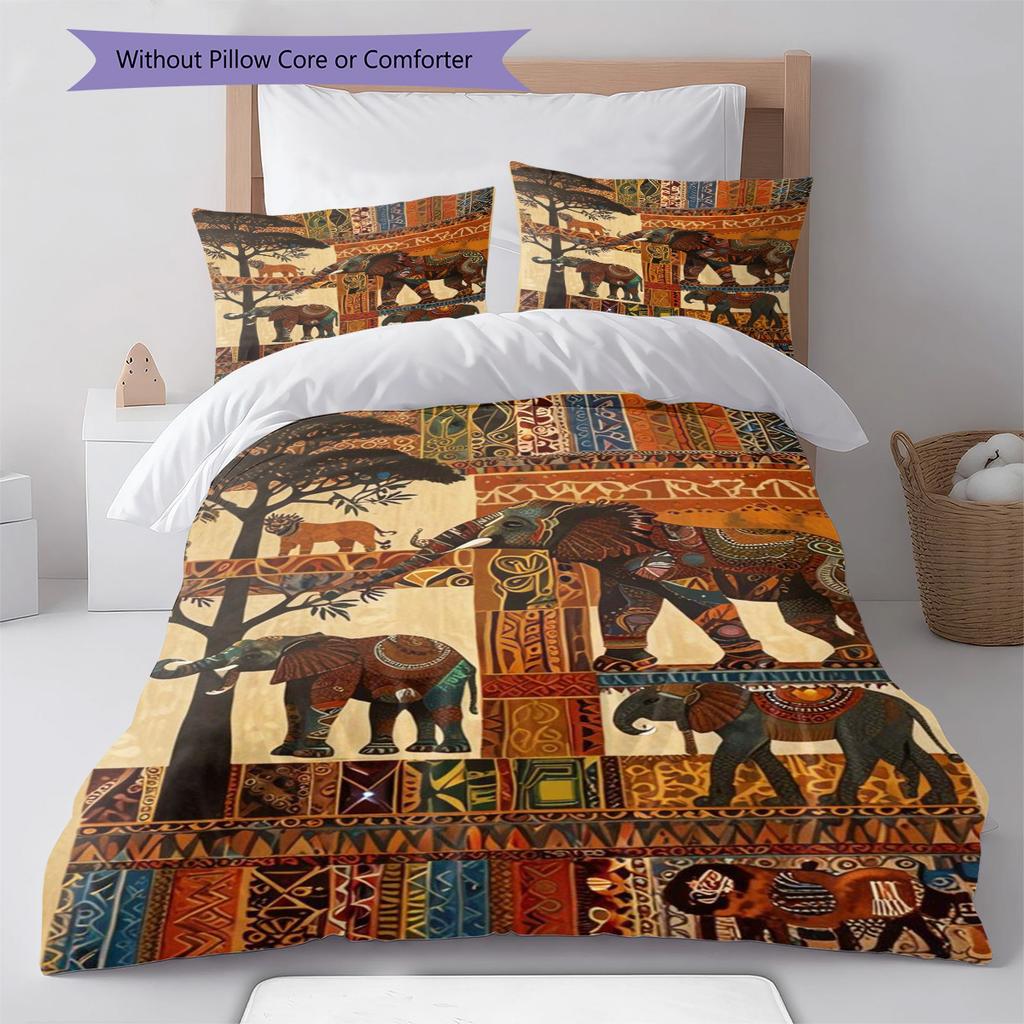 Africa Art Pattern Bedding Set Quilt Cover Pillowcase Home Decor Gift (1 * duvet cover + 2 * pillowcase, without core)