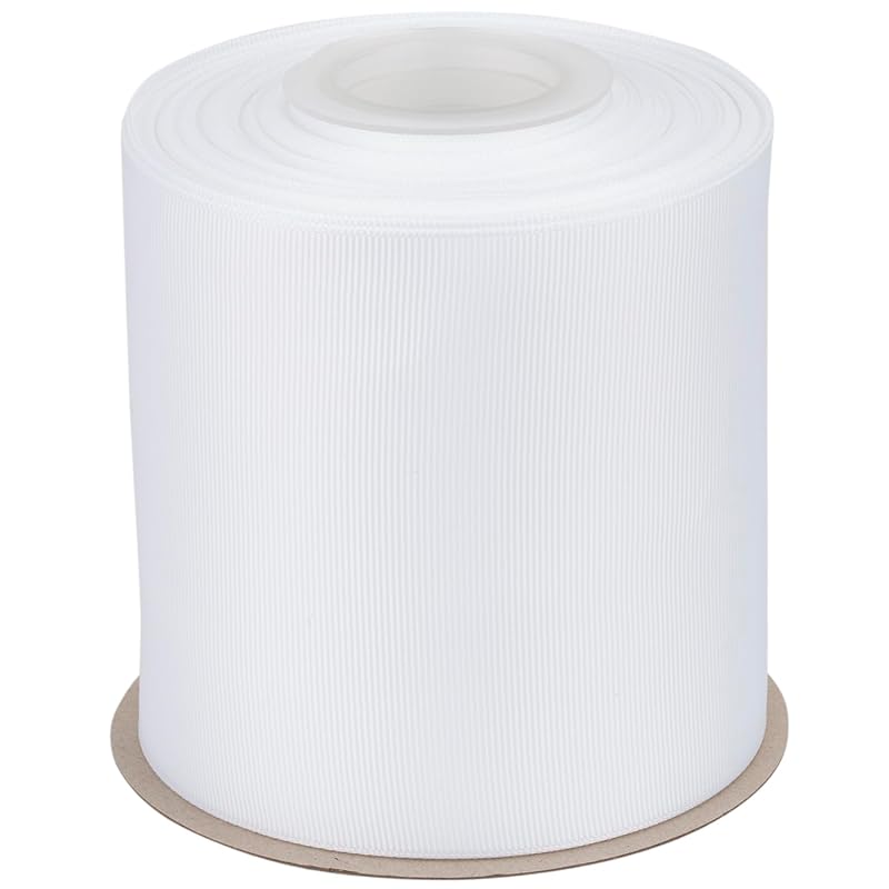 

[Tekdeere]Width 100mm solid white grosgrain ribbon, perfect for gift wrapping, sewing, hair accessories, wedding decorations - 22 meters/roll