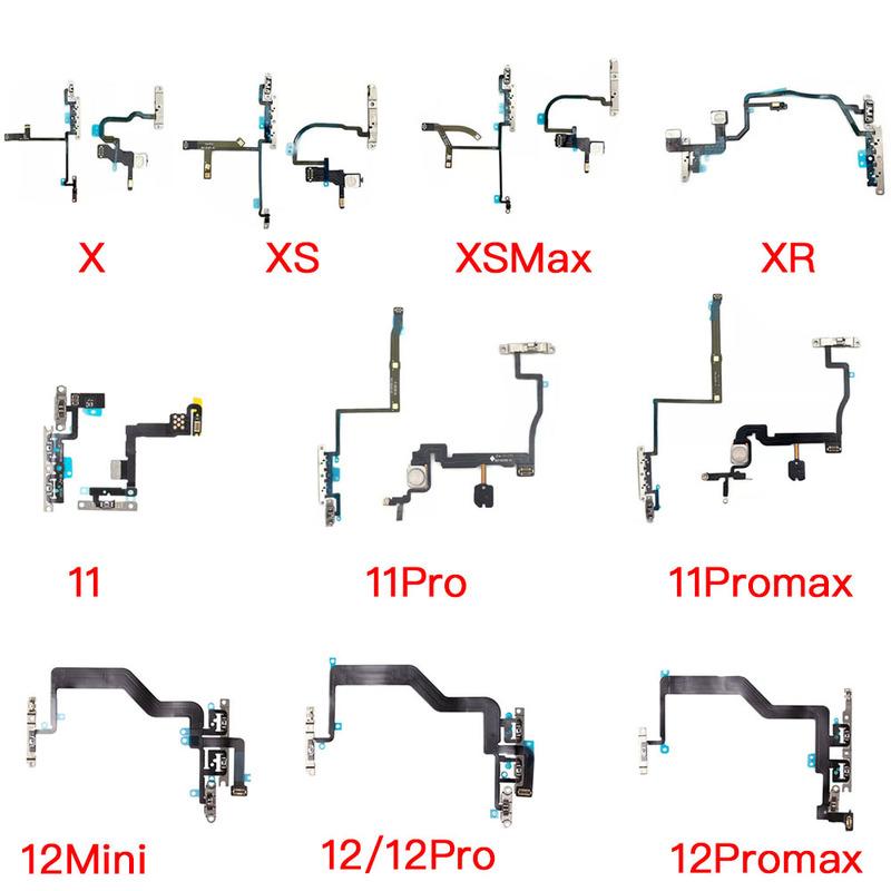 Power And Volume Button With Silent Switch Flex Cable For iPhone X XR XS 11 12 Mini Pro Max Repair Replacement