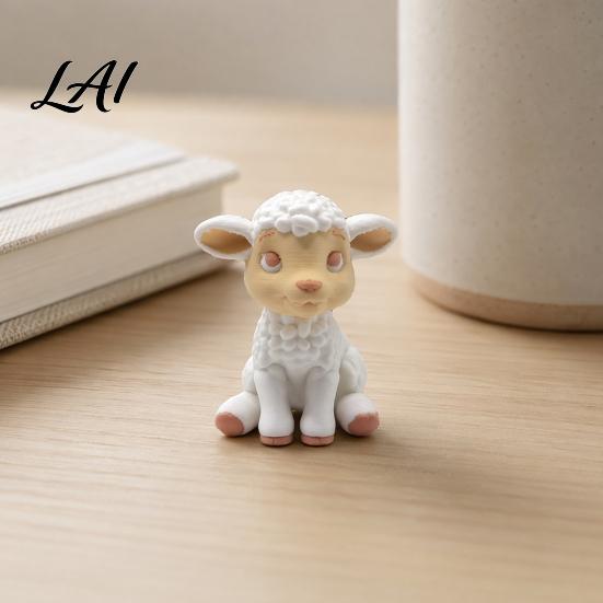 PLA Sheep Statue 3D Printed Figurine Mini for Desk Decor Ornament Sitting Lamp Sculpture Ornament Gift Animal Lovers Shape Figurine