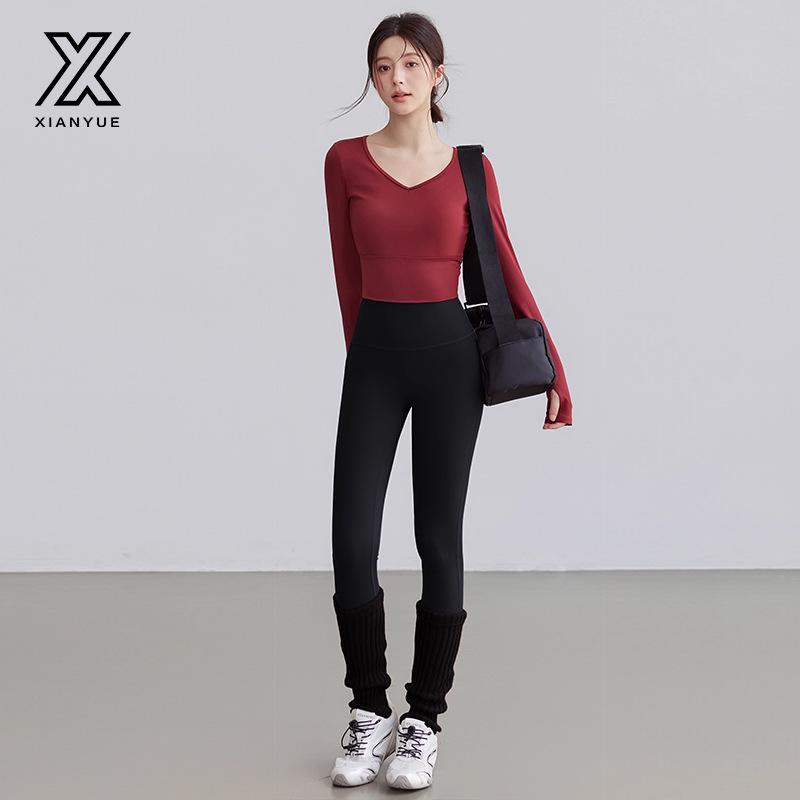 Women's Autumn Slimming Yoga Top - Beautiful Back, Round Neck, Long Sleeve, Versatile Short Fitness T-Shirt