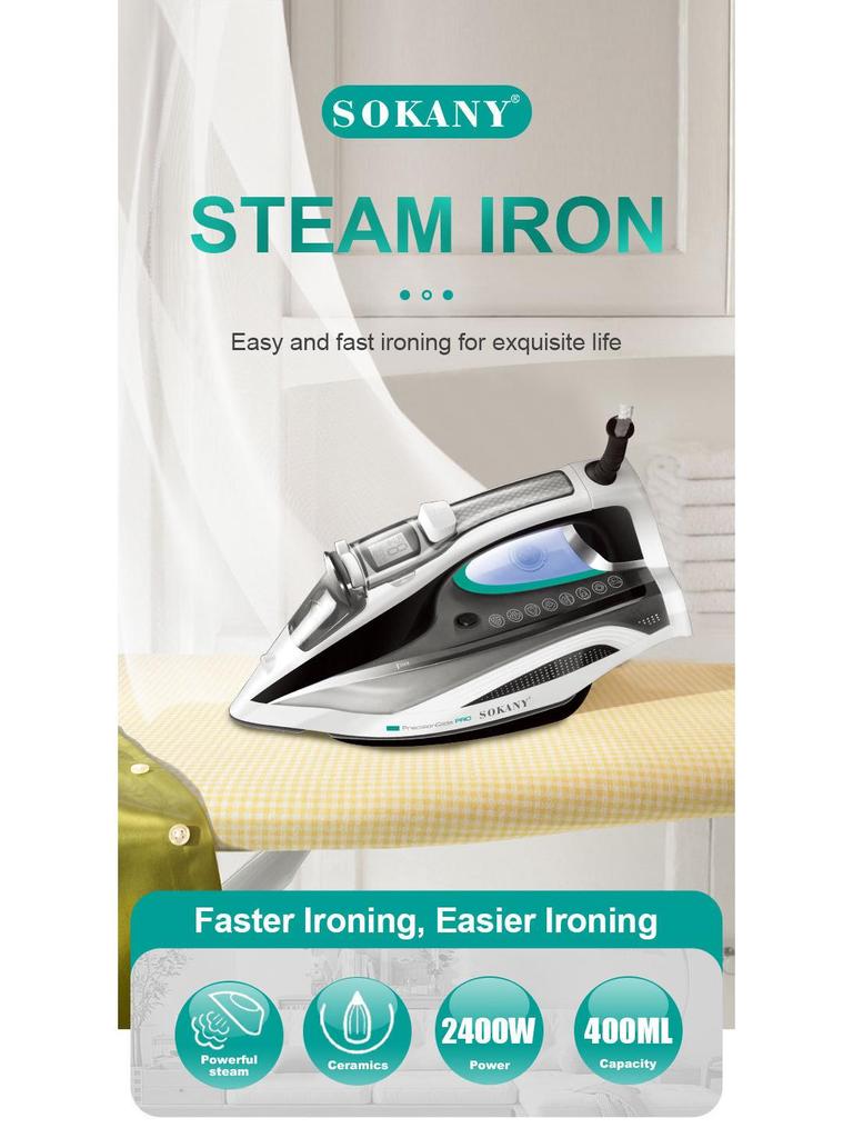 European High-Power Steam Iron with Ceramic Soleplate and Automatic Power-Off