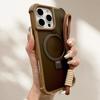 Desert Gold Lanyard Folding Holder Magsafe Charging Phone Case for iPhone 17 16 15 14 13 Pro Max Air Plus Magnetic Hard Cover