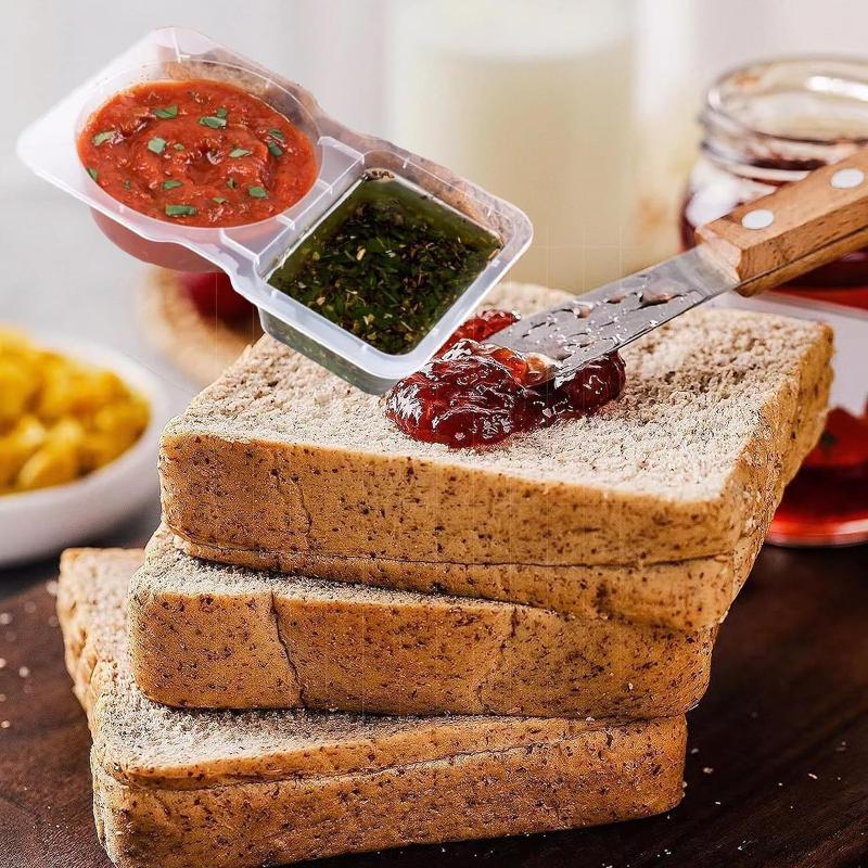 5/10/15/20Pcs Double Compartment Condiment Containers With Lids Portable Compartment Snack Boxes Suitable For Outdoor Picnics