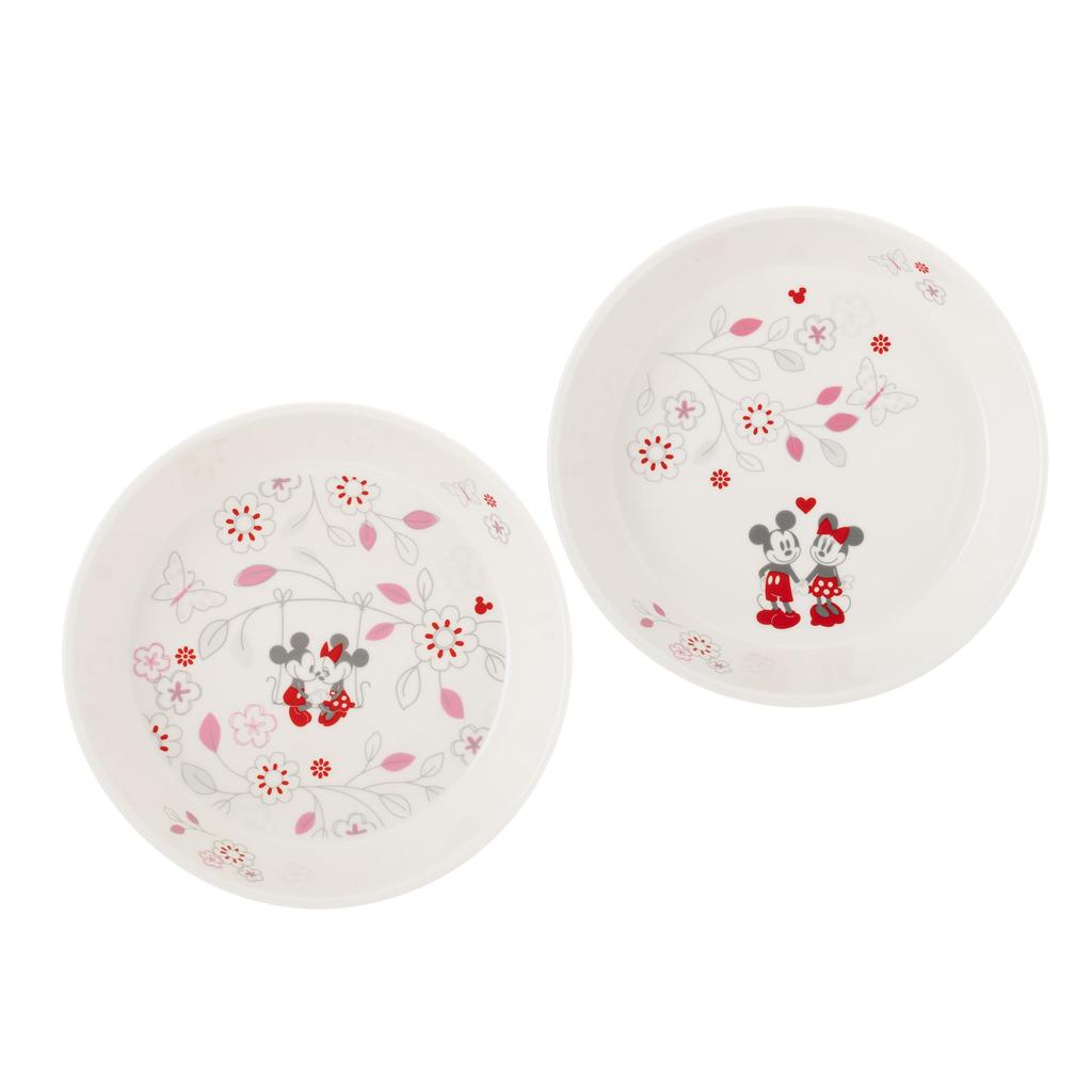 maebata Disney Mickey Minnie Flower Pasta Curry 65085 & Plate, Pink,