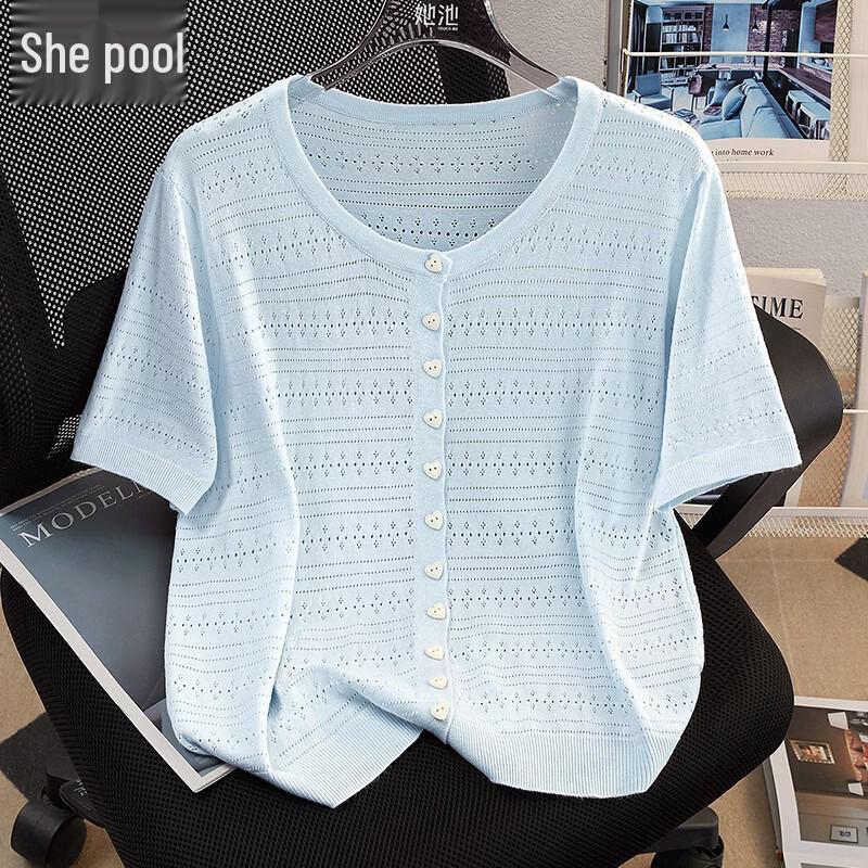 Women s Lightweight Love Heart Knit Short Sleeve Tee One Size