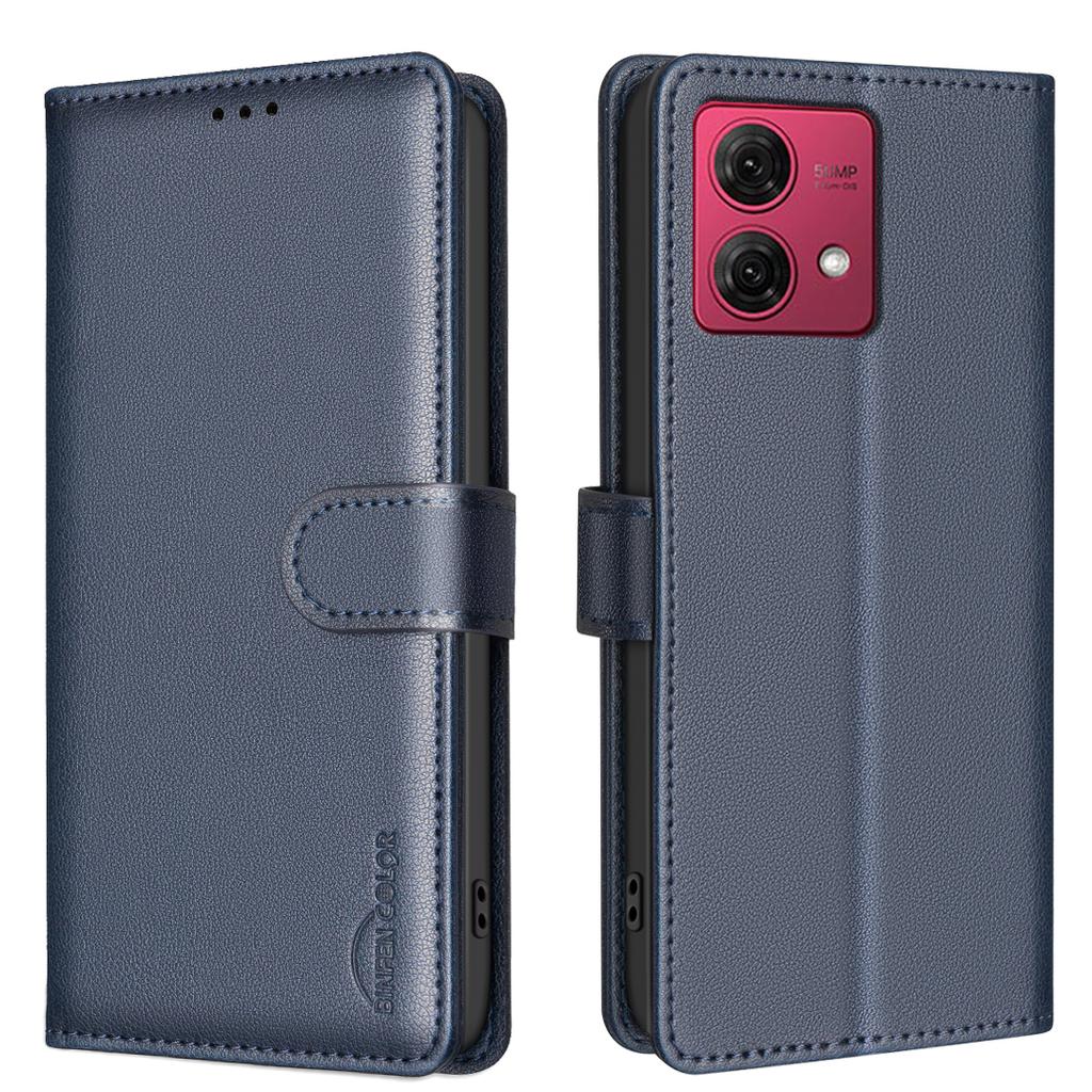 RFID Blocking Lichee Pattern PU Leather Card Slots Wallet Phone Case for Motorola Edge 50 Pro,Moto G04,G24,E14,G34,Edge 40 Neo,G84,G14,G54,G73,G13...