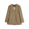 Blazer da pendolare con design testurizzato elegante francese, scollo a V, blazer da donna, marrone EX49936