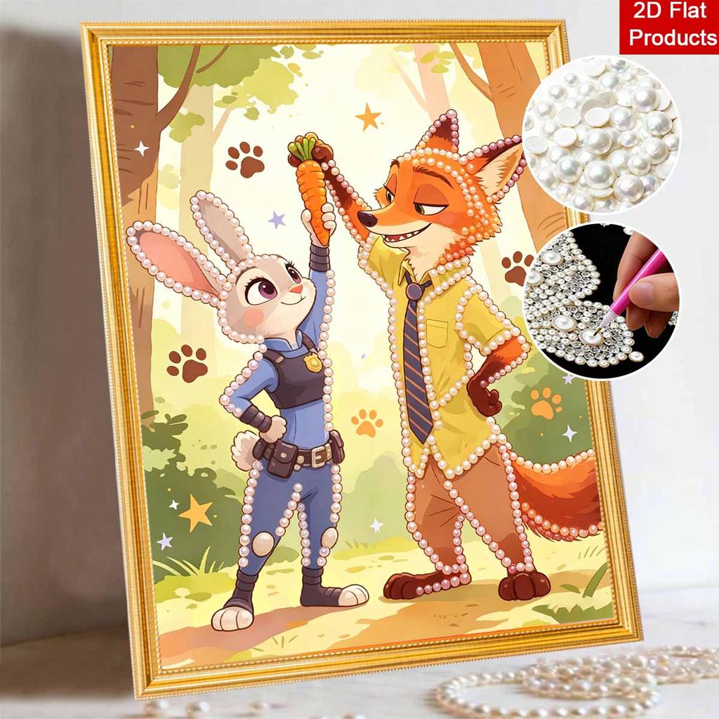 Disney DIY Pearl Painting Zootopia Partner Interaction Decorative Painting Creative Ornaments Friends Gifts Desktop Furnishings Home Decoration