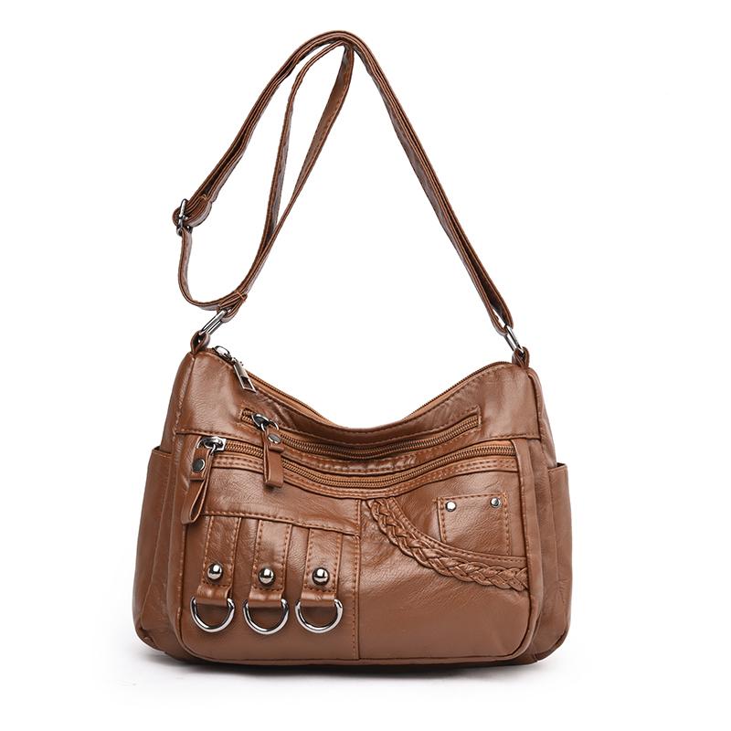 Large Capacity Multi-layer Women's Bag Middle-aged Mother's Bag Soft Leather Crossbody Bag