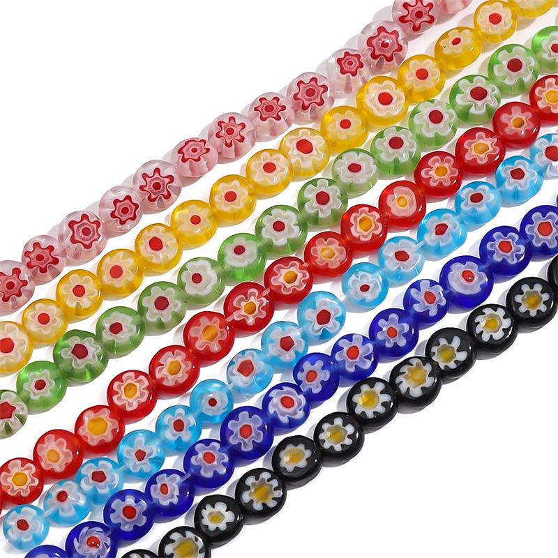 Thousand Flower Glazed Flat Beads for DIY Bracelets, Necklaces, and Earrings