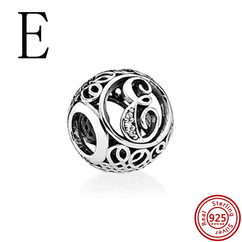 

925 Чистая медь Символ бесконечности Полый Круг A-Z 26 Букв Алфавита Сияющие Циркониевые Бусины Подходят для Оригинального Браслета с Шармами Pantaro 3mm-4mm
