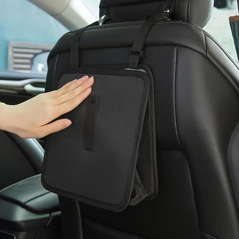 1Pc car chair back hanging bag portable pure black storage folding storage box, cleanable folding hanging