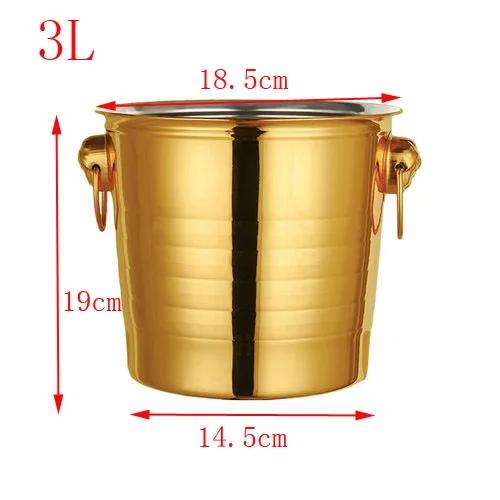 Gold Golden Thick Tiger Head Stainless Steel Ice Punch Bucket Wine Beer Cooler Champagne Cooler Party KTV Double Ear Ice Bucket