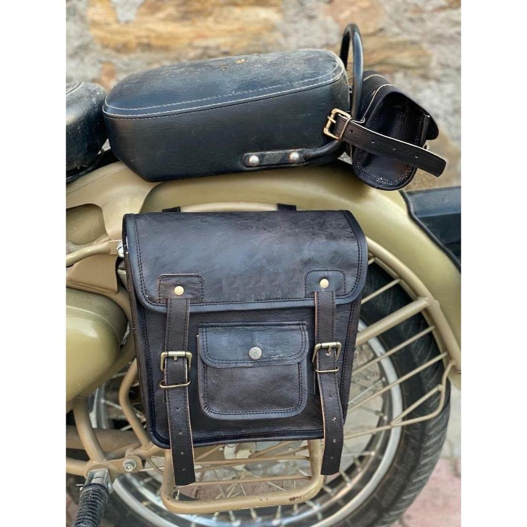 13" ručně vyrobená černá kožená brašna na motorku Saddle Bags sada dvou brašen Cyklistická taška Taška na kolo Best for Him/He