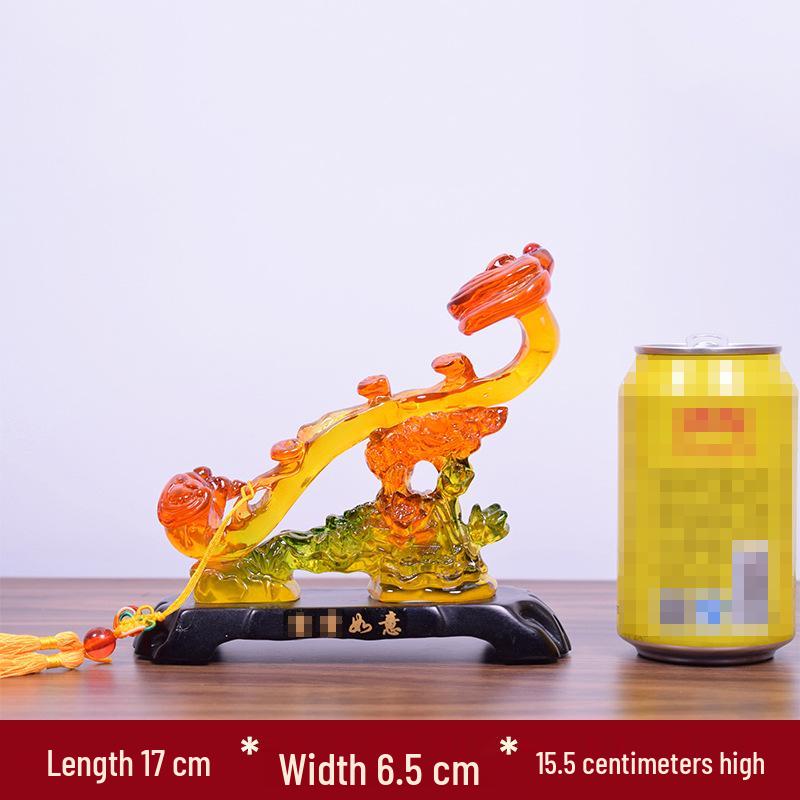 Yellow Jade Ruyi Ornament for Living Room or Wine Cabinet - Housewarming or Company Opening Gift