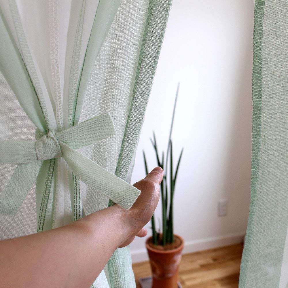 Sunny Day Fabric Green Noren Approximately 85cm Wide X 150cm Sabrina Curtain with Green Curtain, Long, Double-Layered Tassels, 100% Cotton,