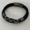 Creative Chain Men's Stainless Steel Leather Bracelet Fashion Trendy Men's Leather Rope Bracelet Cross-border E-commerce Jewelry