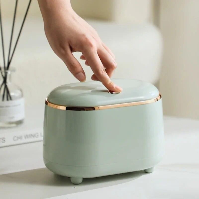 Mini Desktop Trash Can With Lid Press Type Trash Box For Bathroom Office Bedroom Living Room