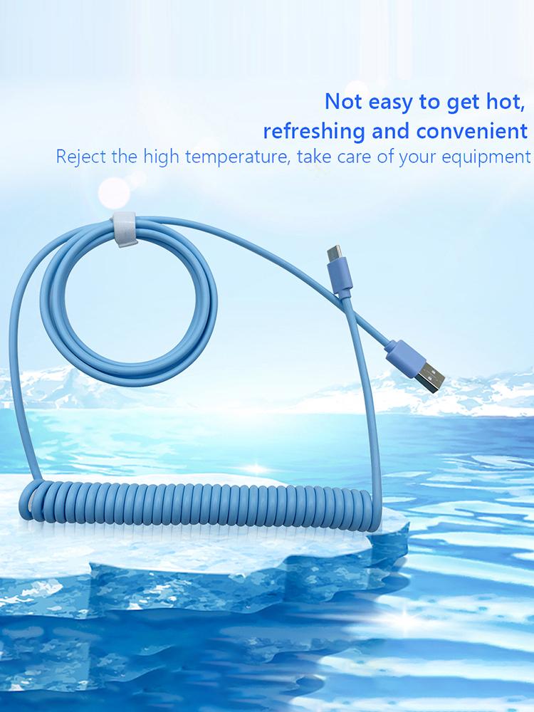 DIY Data Cable for Mechanical Keyboard Universal Extension Line Spring Coiled Charging Wire Type C To USB Port for PC Computer