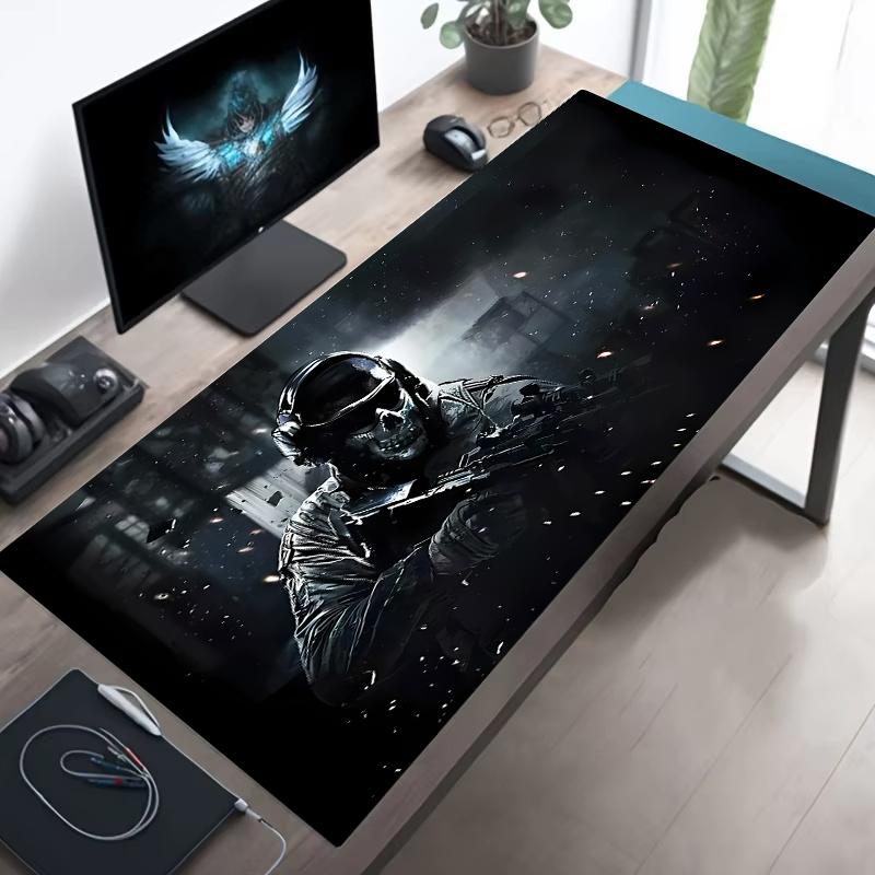 Large Tactical Soldier Design Mouse Pad Non-Slip XXL Desk Pad Gaming Accessories with Stitched Edges for Home And FPS Gamer