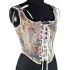 Womens Sexy Bustier Corset Top Eyelet Lace-up Floral Print Push Up Crop Tops Vintage Tank Top Party Clubwear Bodice