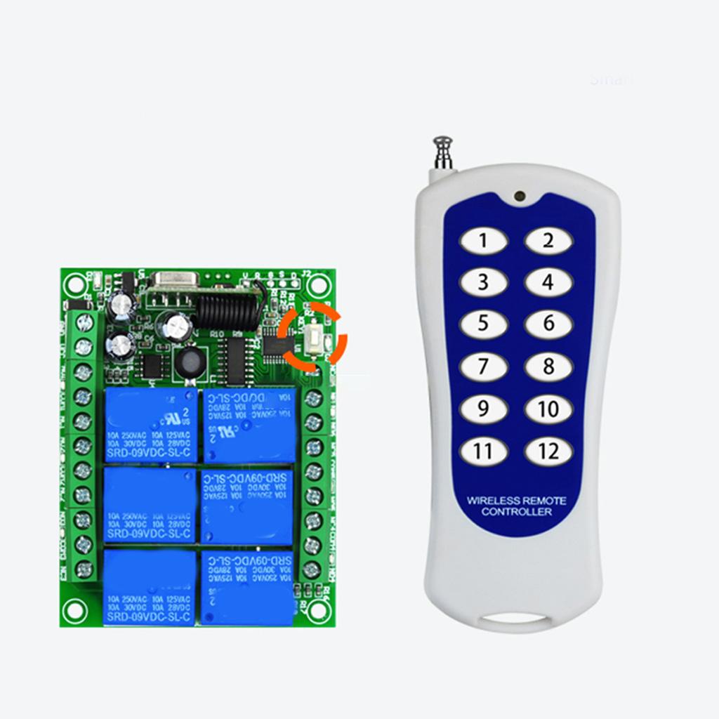 DC 12v 6ch 6ch Rf 315/433mhz Wireless Remote Control Switch System,3000m Long Distance, Transmitter + Receiver