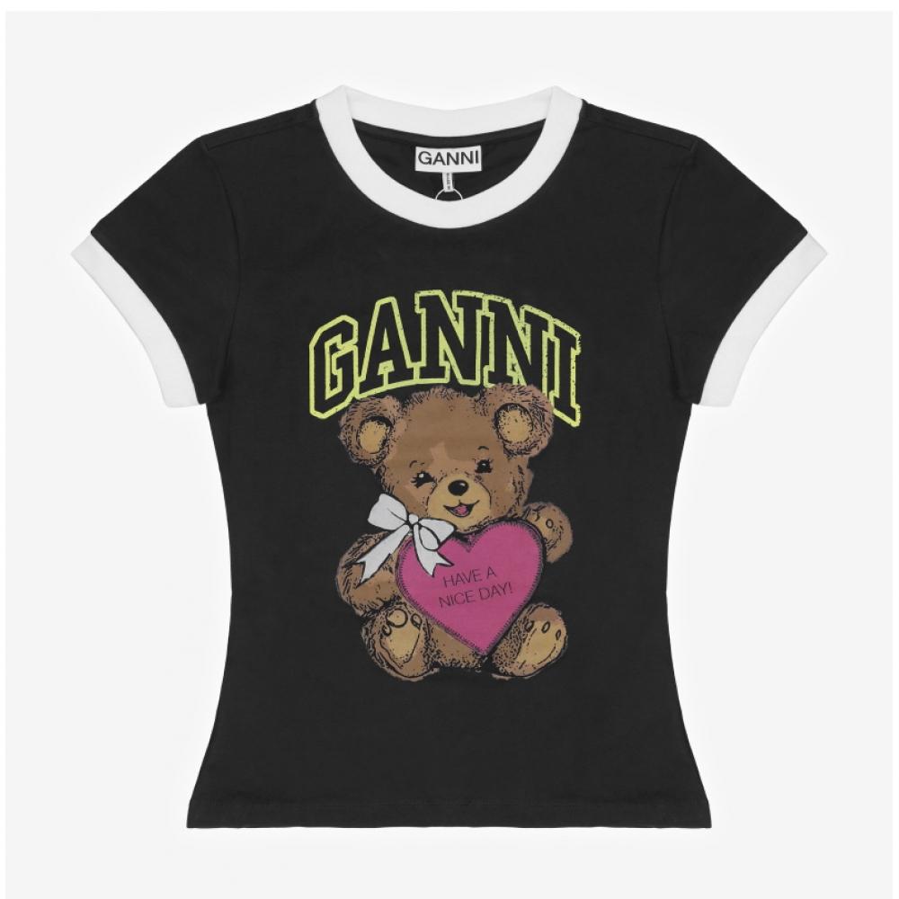 Ganni Women Baby FiT ConTrasT Ringer T shirT T4335 252