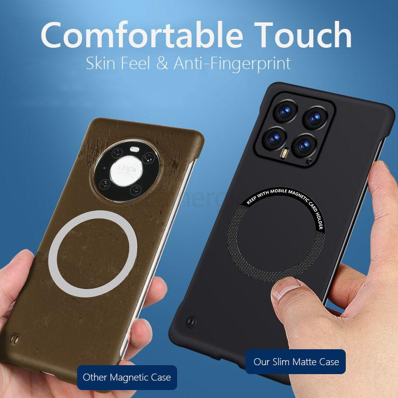 Frameless Magnetic For Magsafe Slim Case For Xiaomi 14 Pro Xiaomi14 Pro 5G Wireless Charging Hard Back Cover
