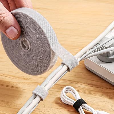 1 Roll Reusable Cable Ties - Multi-Purpose Fastening Tape for Cord Organization, Wire Management, and Storage - No Battery Needed