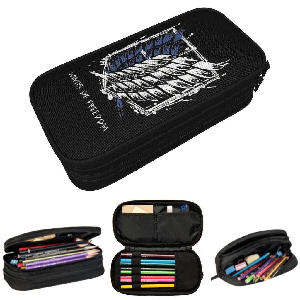 Attack On Titan Wings Of Freedom Logo Pencil Case for Boy Girl Gifts Pen Box Pencil Bag Stationery Supplies Pen Holder Bag