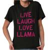 Live Laugh Love Llama Animal Inspiration Womens Graphic Crewneck T Shirt Tee