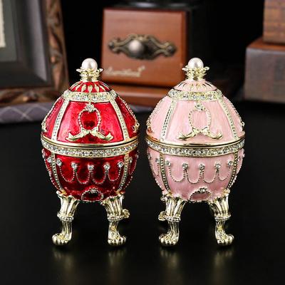 Enamel Egg Jewelry Box Vintage Crafts Flip Earrings Ring Jewelry Box Home Living Room Bedroom Ornament