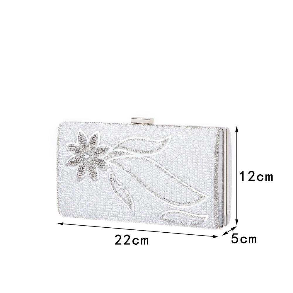 Exquisite Clutch Bag Pearl Embedded Flower Pattern Surface Women Elegant Chain Crossbody Shoulder Bag Lady Evening Noble Handbag