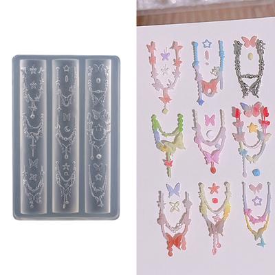 Silikon Nail Art Form Zubehör Formen Schleifenthema 3D Nagel Dekorative Form Silikontextur für Verschiedene Nageltypen