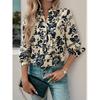 Spring And Autumn New Vintage Printed Shirt Small Stand Collar Elegant Shirt Women's Fashion Long Sleeve Button Office Blouse