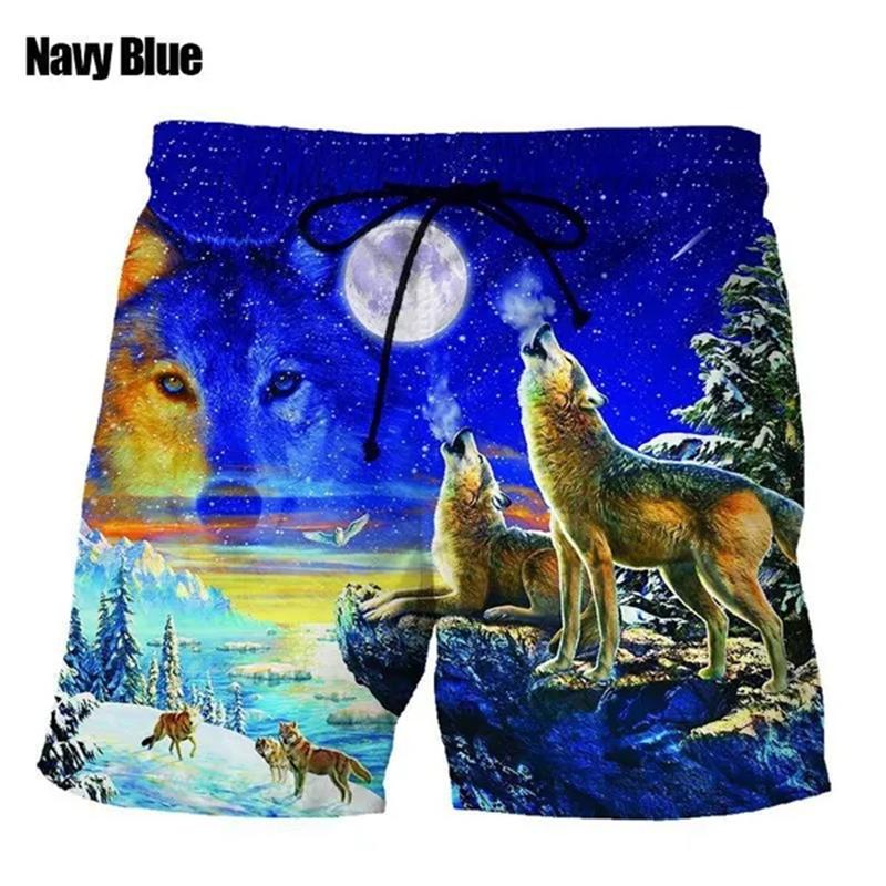 New Wolf 3D Digital Print Man Swim Shorts Casual Loose Men's Shorts Customized Design Comfortable Breathable Summer Wear Clothes