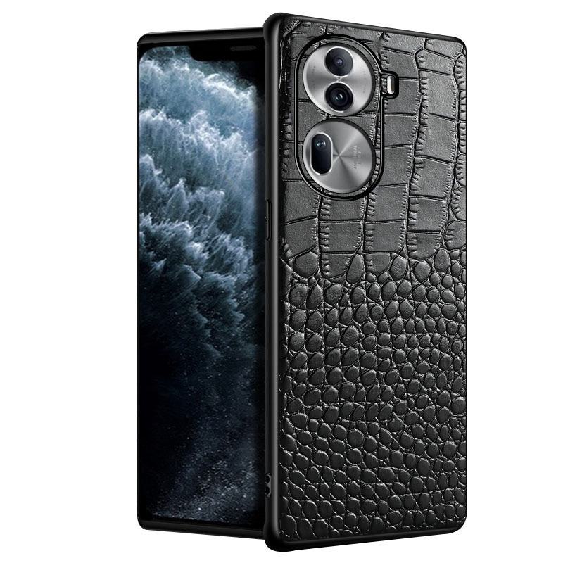 Genuine leather cowhide crocodile pattern protective cover for OPPO Reno11 & Reno11Pro.