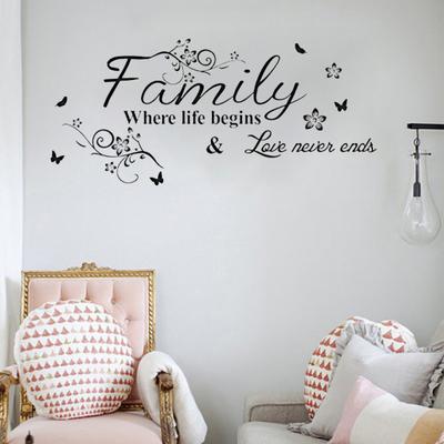 Family Letter Flower Wall Sticker Living Room Wallpaper Decal Home Art Decor