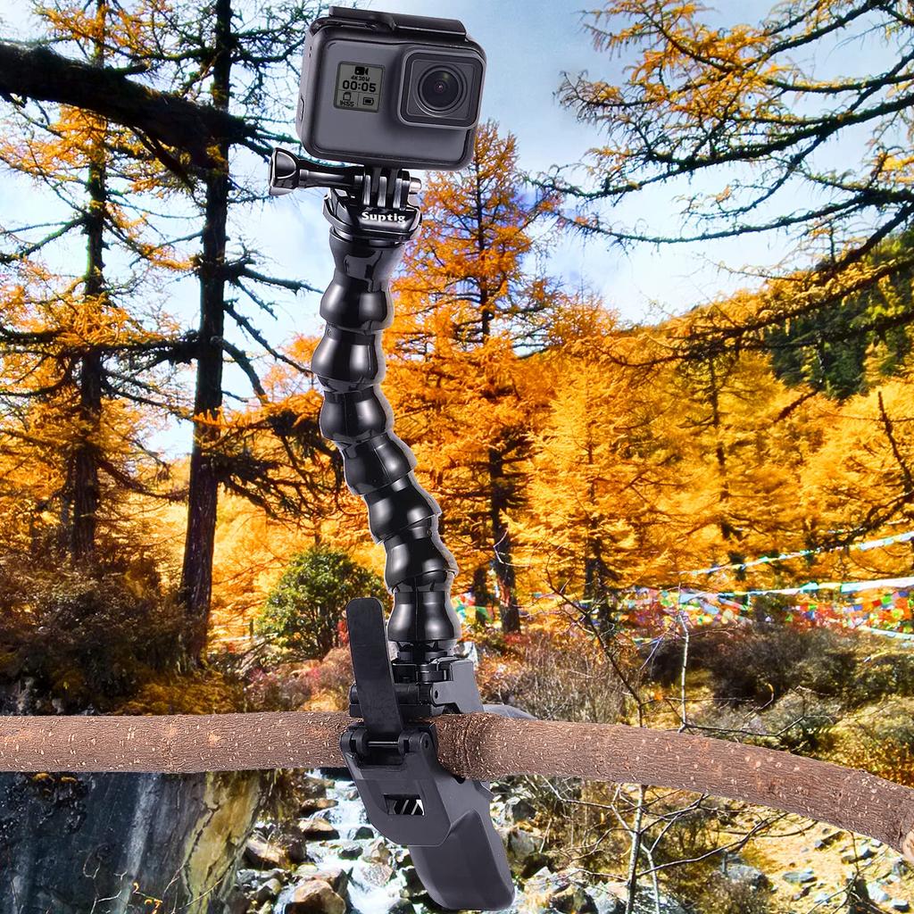 Suptig Jaws Gooseneck Flex Clamp Mount for GoPro Hero 12 Hero 11 Hero 10 9 8 7 6 5 4 Hero Session Hero 3 Hero DJI Insta Akaso Action Camera + 3, osmo,
