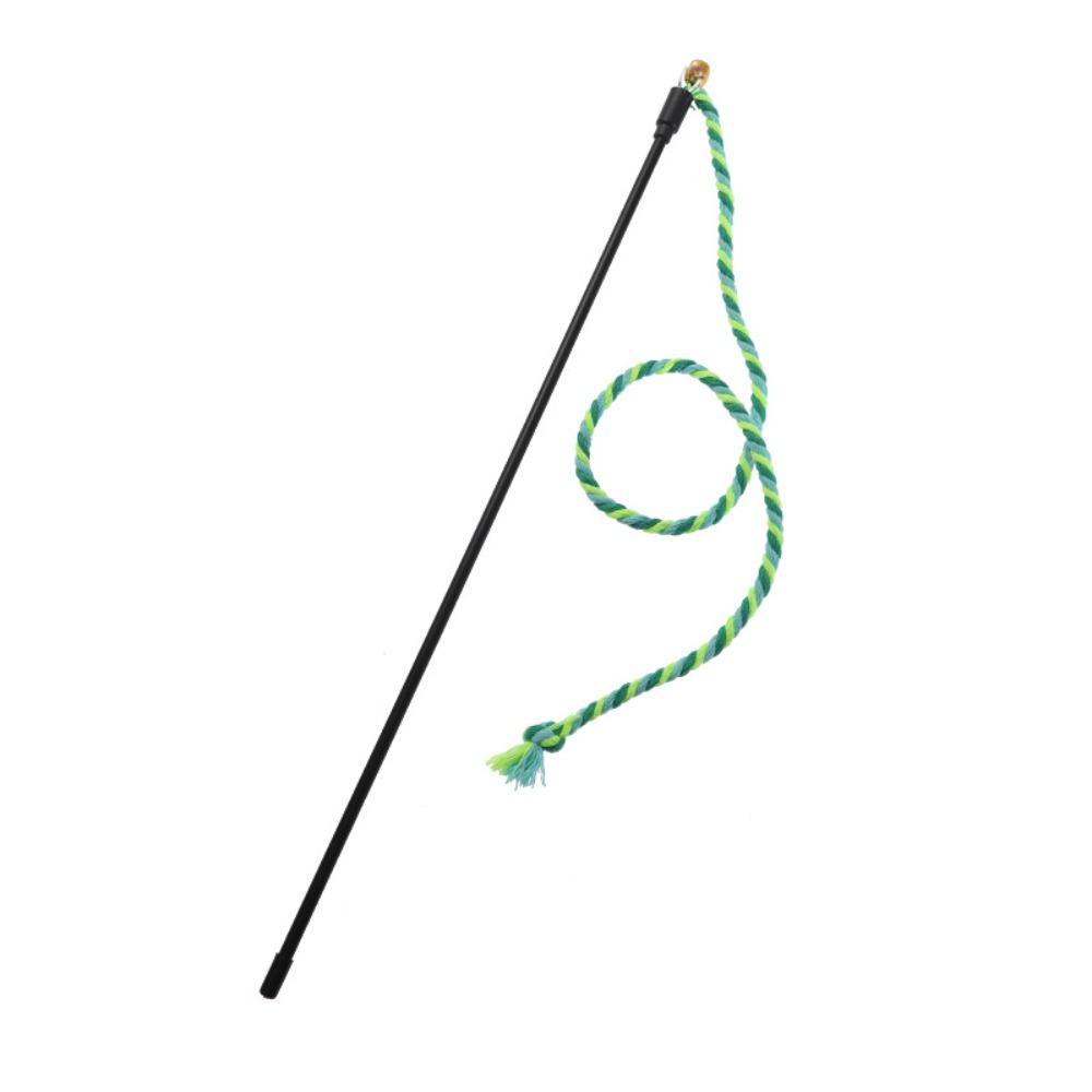 High Quality with Bell Cat Wand Bite Resistant Interactive Play Cat Teaser Stick Cotton Rope Pet Chew Rope Kitten