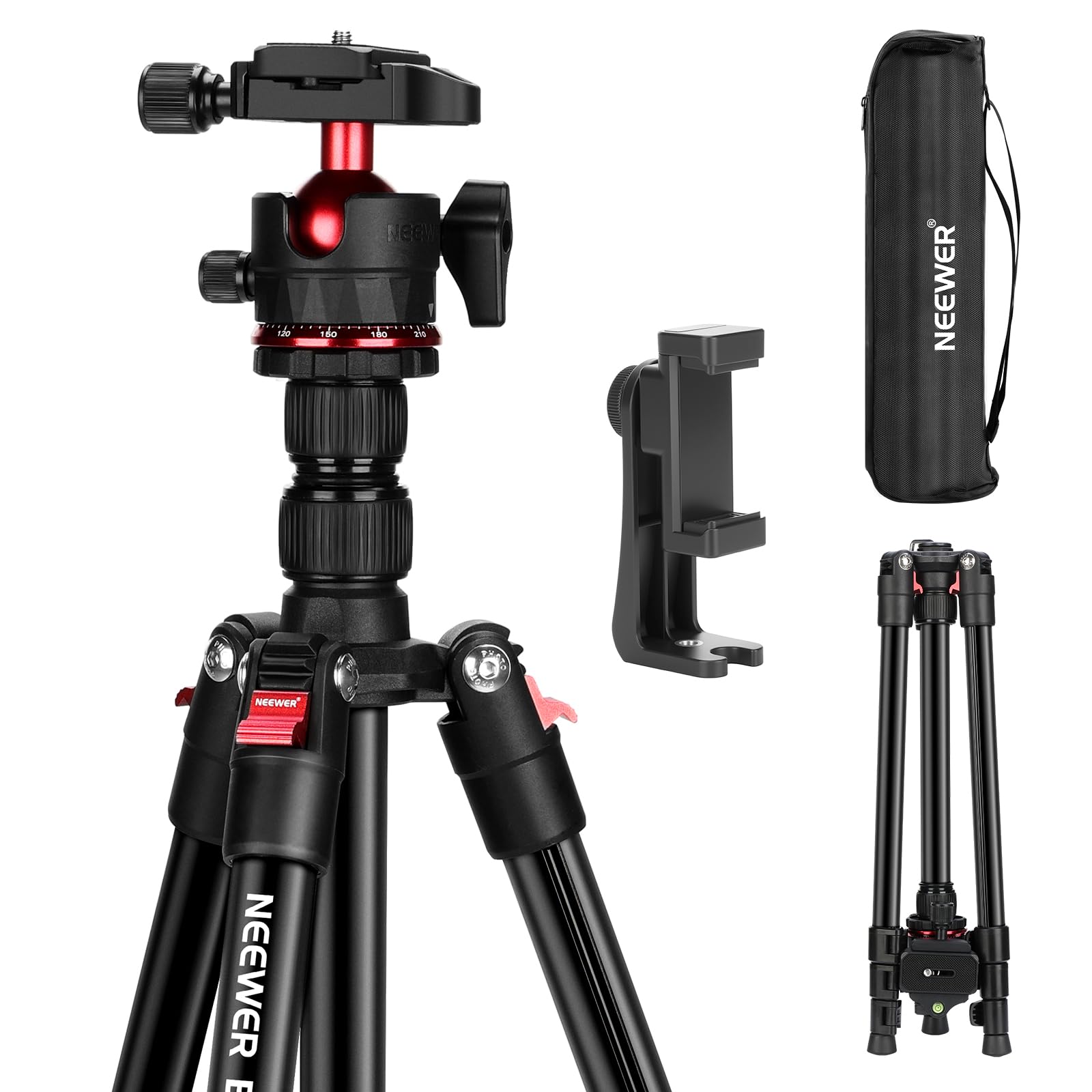 

NEEWER BASICS Camera Travel Portable DSLR Camera Stand with Ball QR iPhone for Video Maximum Load TP14 Tripod, Tripod, 182cm, Compact, Lightweight,