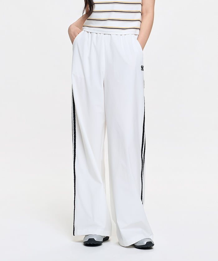 Emelbi Women'S Varsity Lace Track Wide Pants Ny (Ivory)